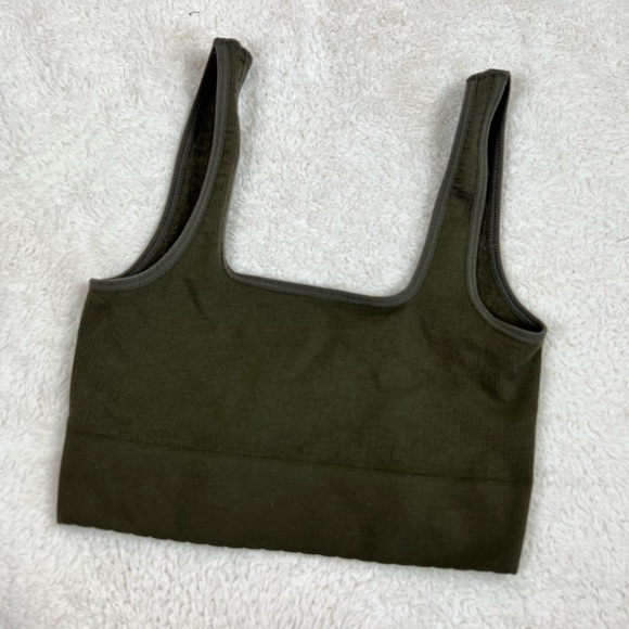 By Anthropologie Cropped Knit Tank Green Small Medium - Picture 1 of 7